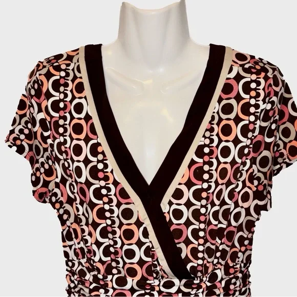 Women’s~STUDIO 1 Petite~Pink & Brown~Geometric Dress~SIZE 14P~EUC~SKU029 - Picture 3 of 12
